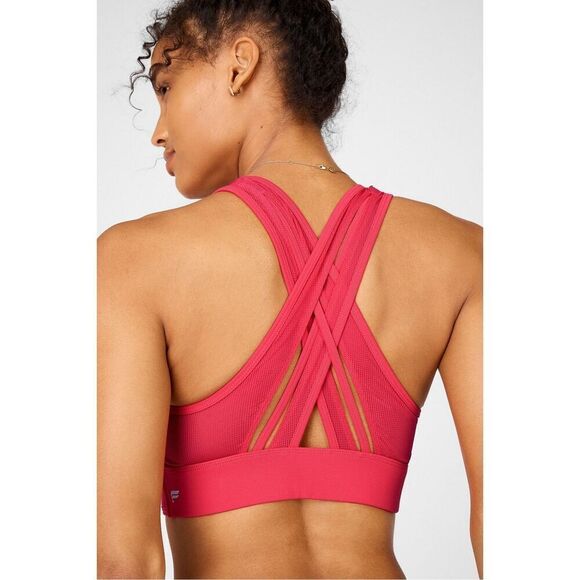 Fabletics Faye Medium Impact Sports Bra II In Lipstick Red Size L - Picture 3 of 10